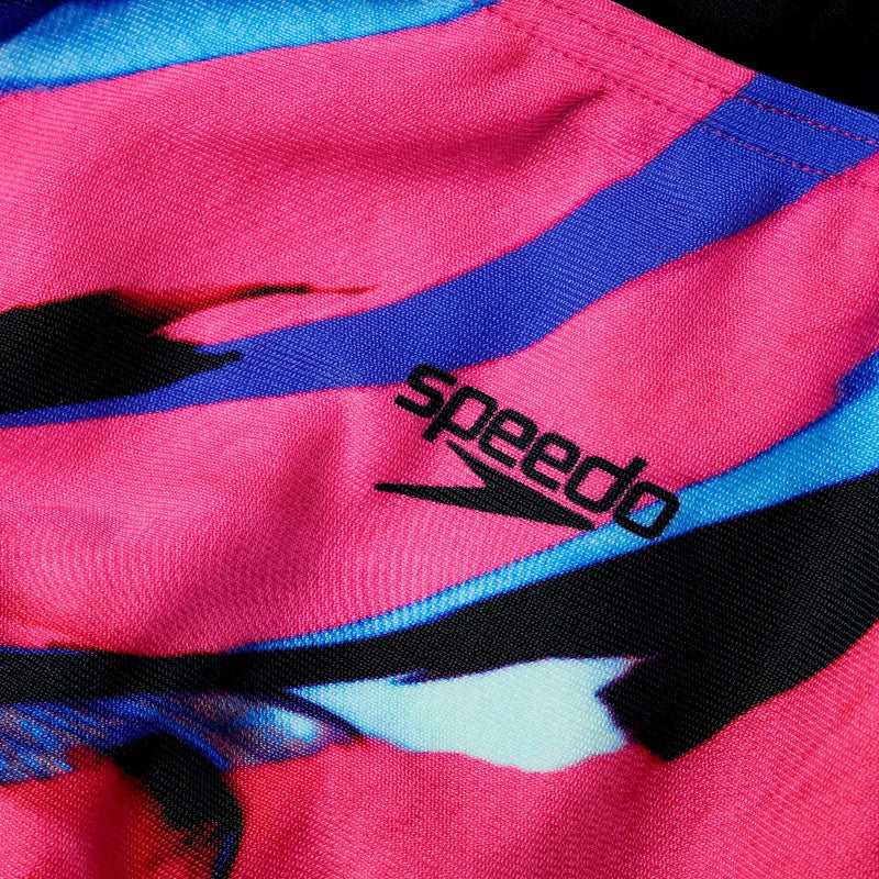 Speedo - Girls Digital Placement Splashback Swimsuit - Black/Pink