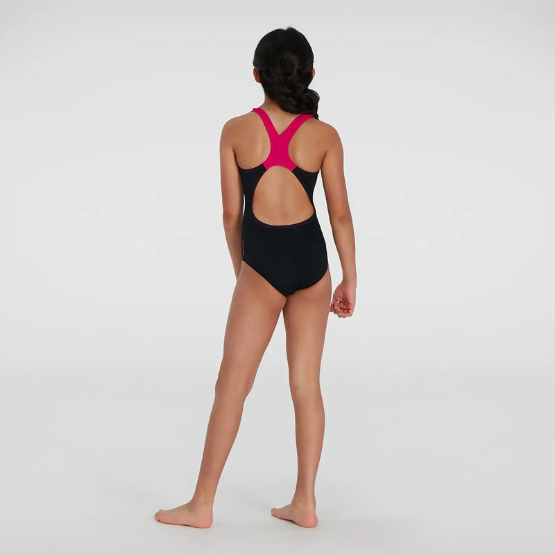 Speedo - Girls Digital Placement Splashback Swimsuit - Black/Pink