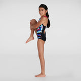 Speedo - Girls Digital Placement Splashback Swimsuit - Black/Pink