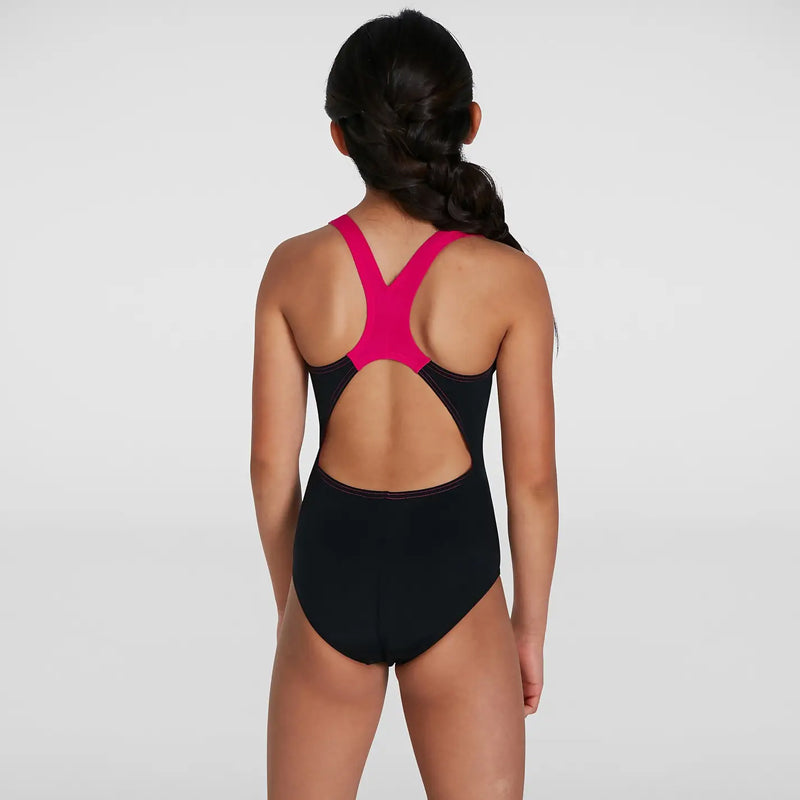Speedo - Girls Digital Placement Splashback Swimsuit - Black/Pink