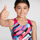 Speedo - Girls Digital Placement Splashback Swimsuit - Black/Pink