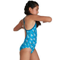 Speedo - Girls Flipper Phone Allover VBack Swimsuit - Blue/Blue