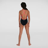 Speedo - Girls Polka Melt Placement VBack Swimsuit - Black/Red