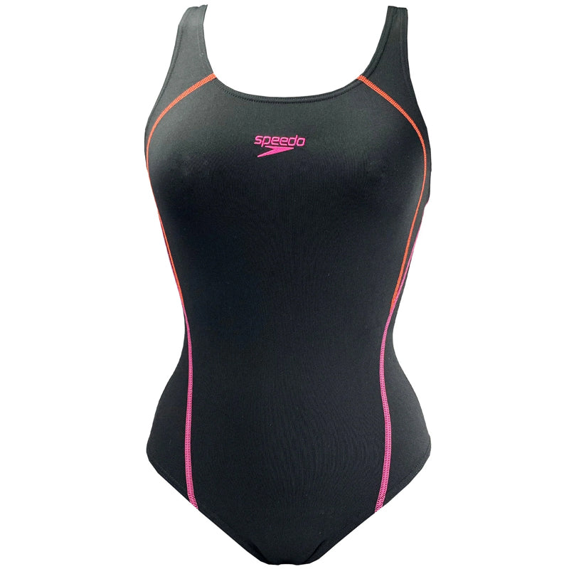 Speedo - Graphic Panel Muscleback Ladies Swimsuit - Black