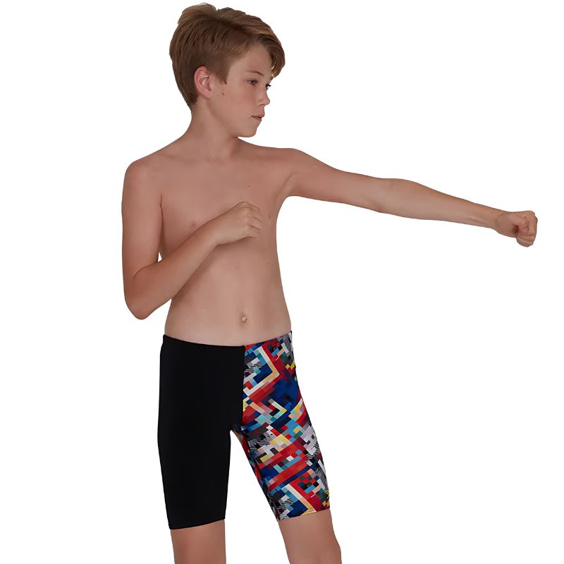 Speedo - Junior GlitchCode Jammer - Black/Blue/Orange/Red