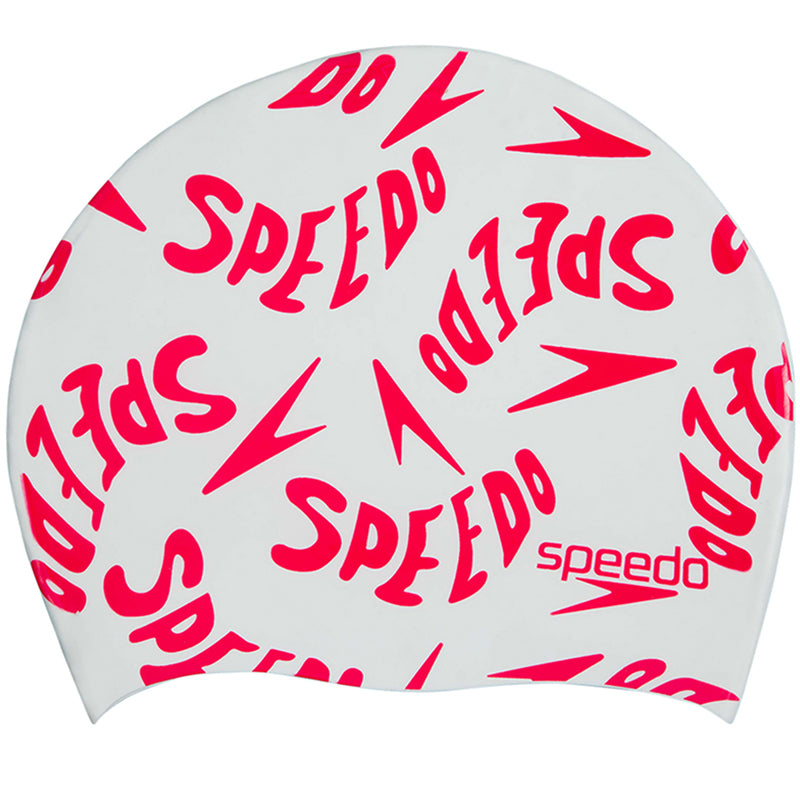 Speedo - Junior Slogan Cap Swim Hat - White/Red