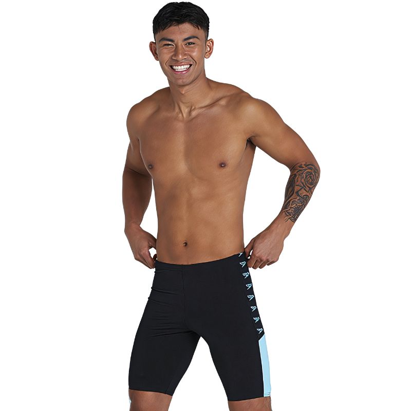 Speedo - Mens Boom Logo Splice Jammer - Black/Light Blue