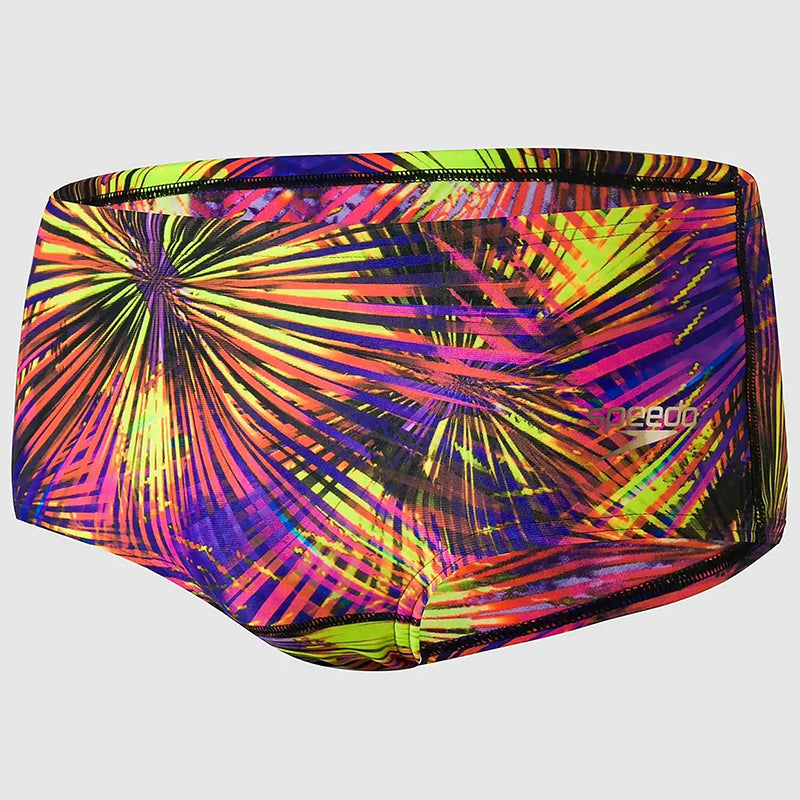 Speedo - Men's Placement Digital 14cm Trunks - Black/Yellow