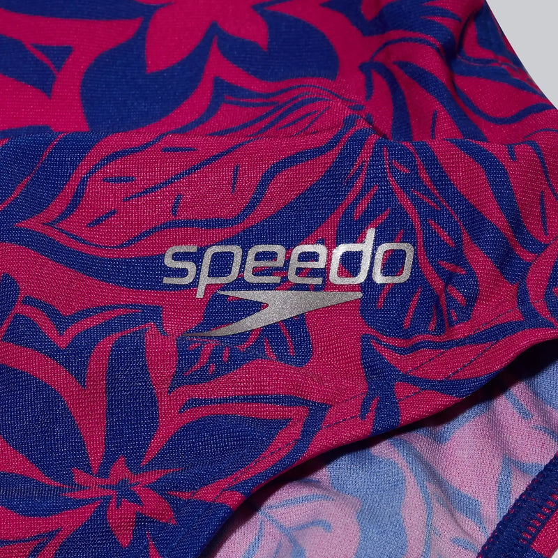 Speedo - Womens Bondi Night Floral Allover Digital Tie Back Swimsuit - Blue/Pink