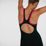 Speedo - Women's Boom Logo Splice Legsuit - Black/Pink
