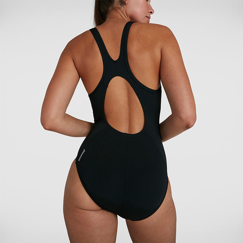 Speedo - Womens Boom Logo Splice Muscleback Swimsuit - Black/White