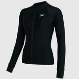 Speedo - Women's Essential Zip Front Rash Top - Black/White