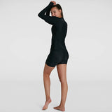 Speedo - Women's Essential Zip Front Rash Top - Black/White