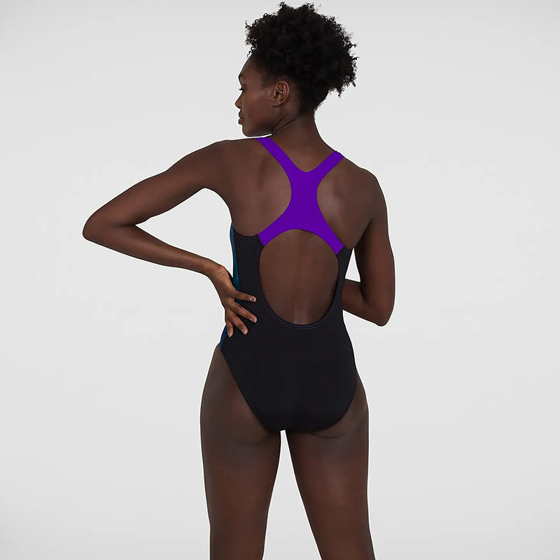 Speedo - Women's Placement Digital Medalist Swimsuit - Black/Purple