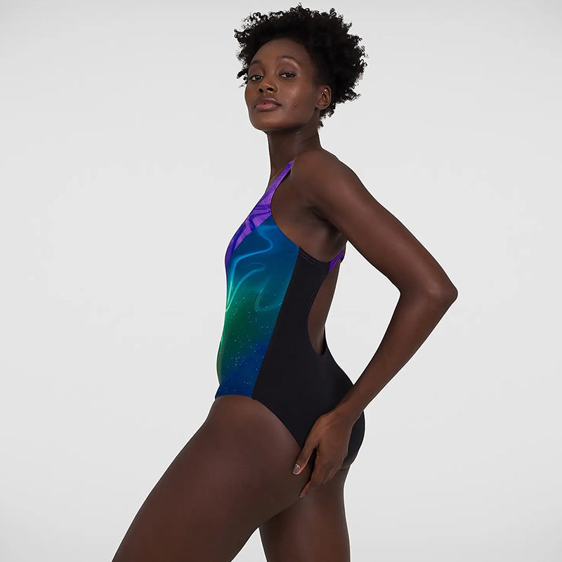 Speedo - Women's Placement Digital Medalist Swimsuit - Black/Purple