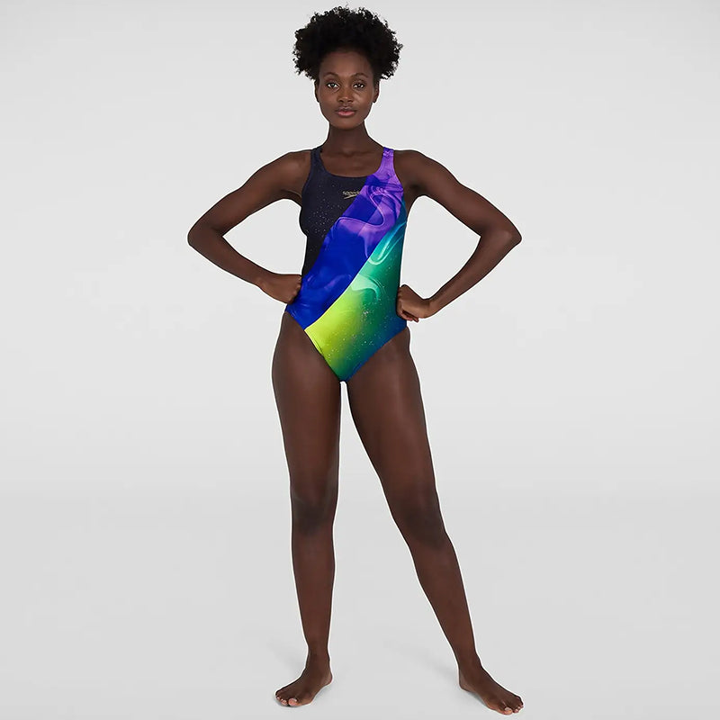 Speedo - Women's Placement Digital Medalist Swimsuit - Black/Purple
