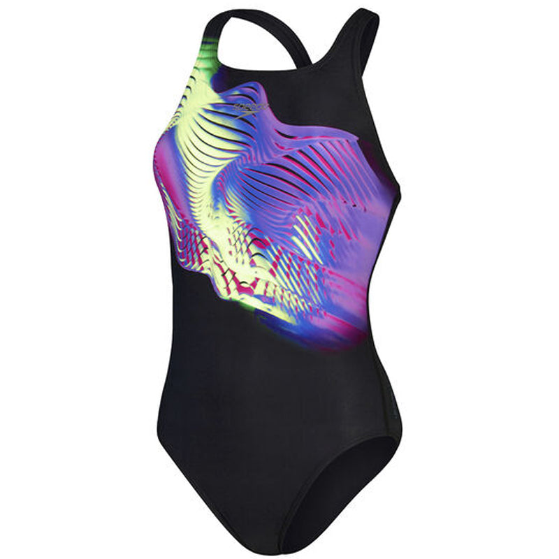 Speedo - Womens Placement Digital Medalist Turnback Swimsuit - Blue/Pink