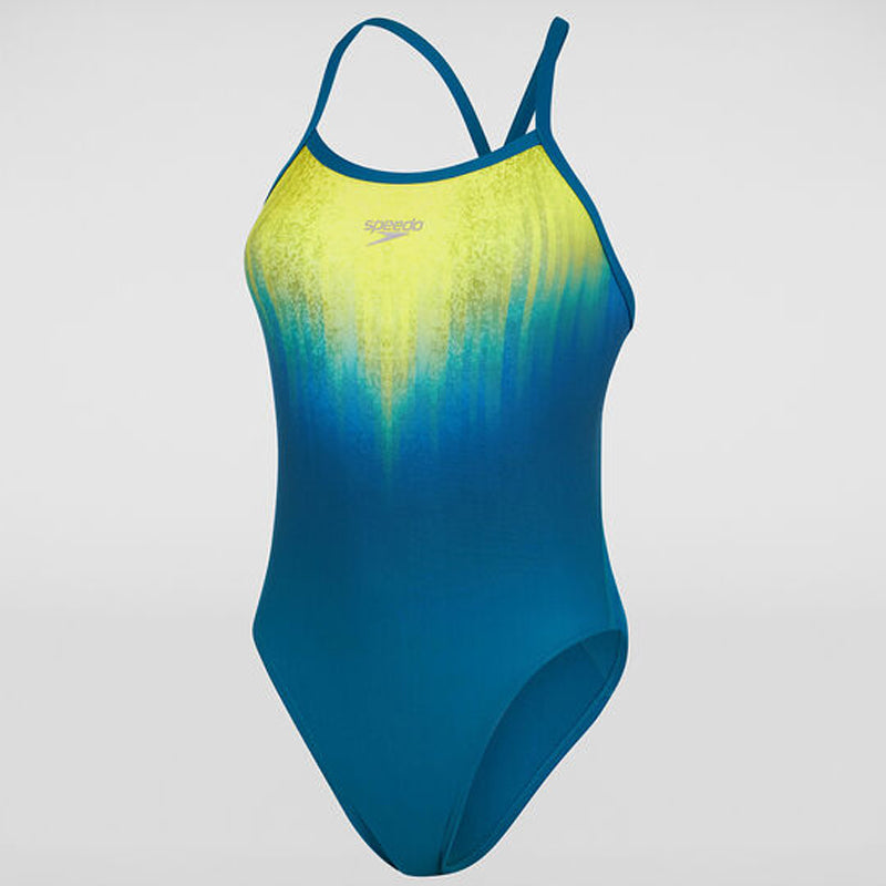 Speedo - Womens Placement Digital Turnback - Blue/Yellow