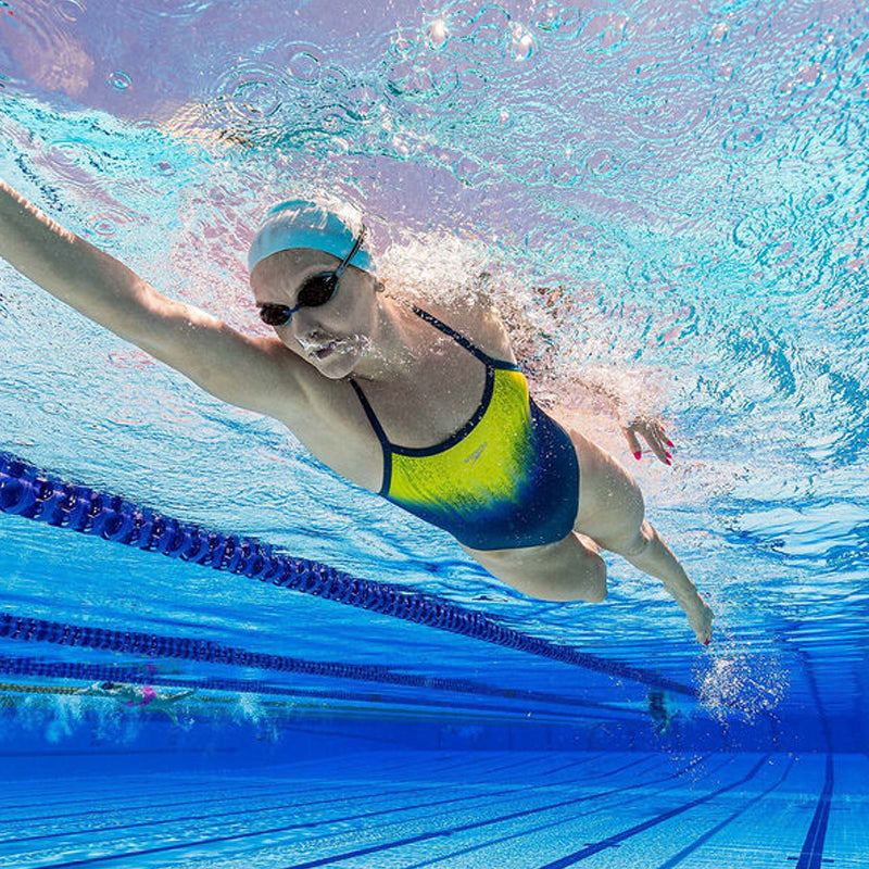 Speedo - Womens Placement Digital Turnback - Blue/Yellow