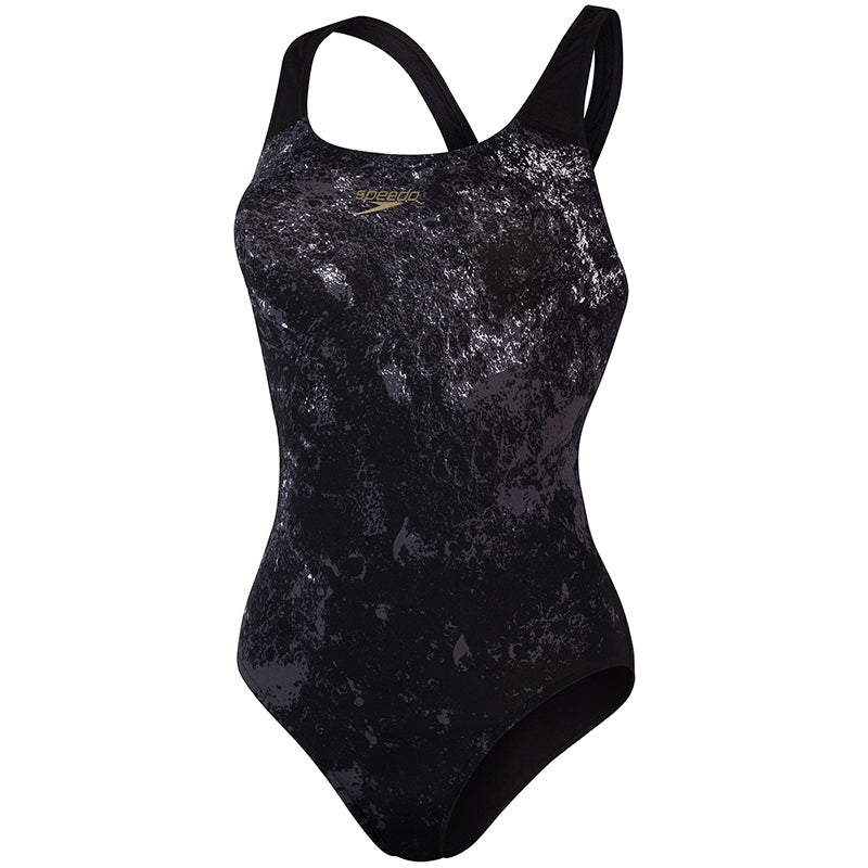 Speedo - Women's Placement Powerback Swimsuit - Black/White
