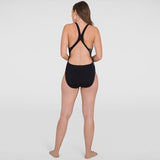 Speedo - Women's Placement Powerback Swimsuit - Black/White
