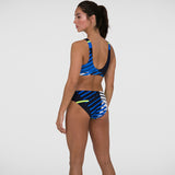 Speedo - Womens Placement U-Back Bikini - Navy/Blue/Yellow/White