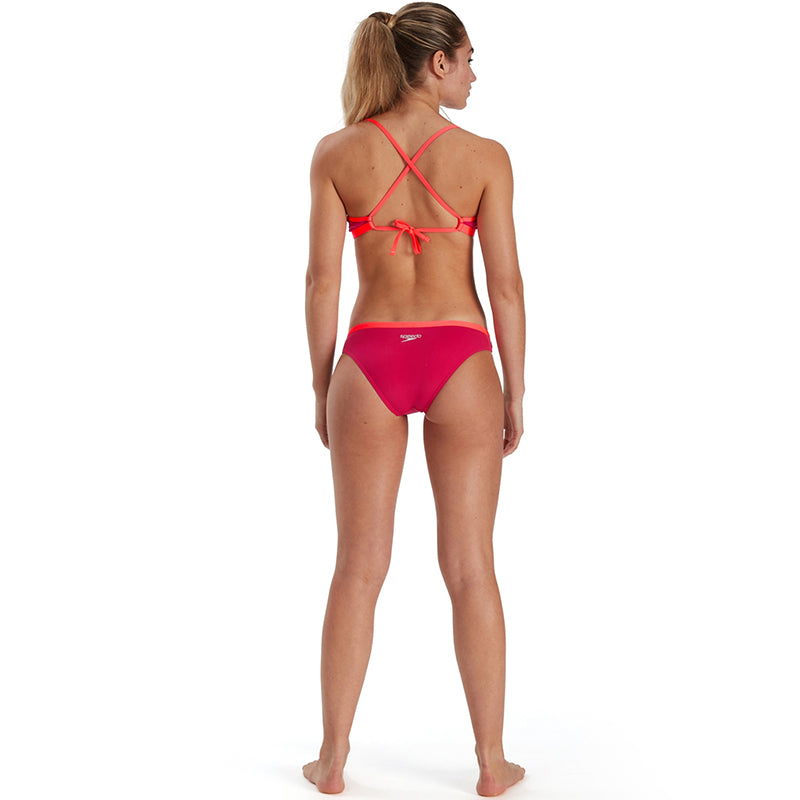 Speedo - Women's Solid Tie-back Cropped Top - Red/Red
