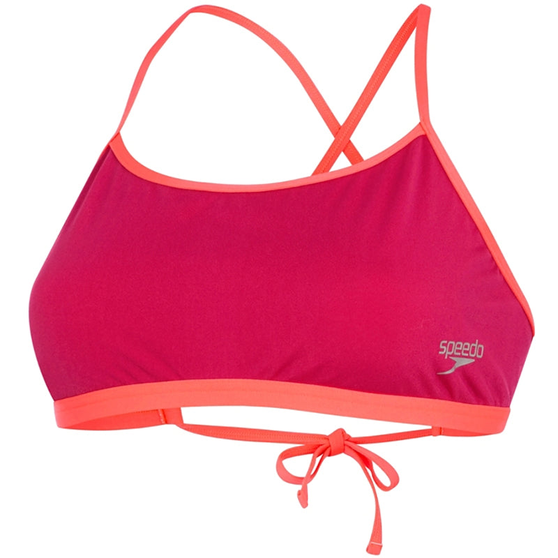 Speedo - Women's Solid Tie-back Cropped Top - Red/Red
