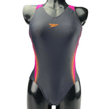 Speedo - Women's V-Neck Placement Medalist Swimsuit - Black/Pink