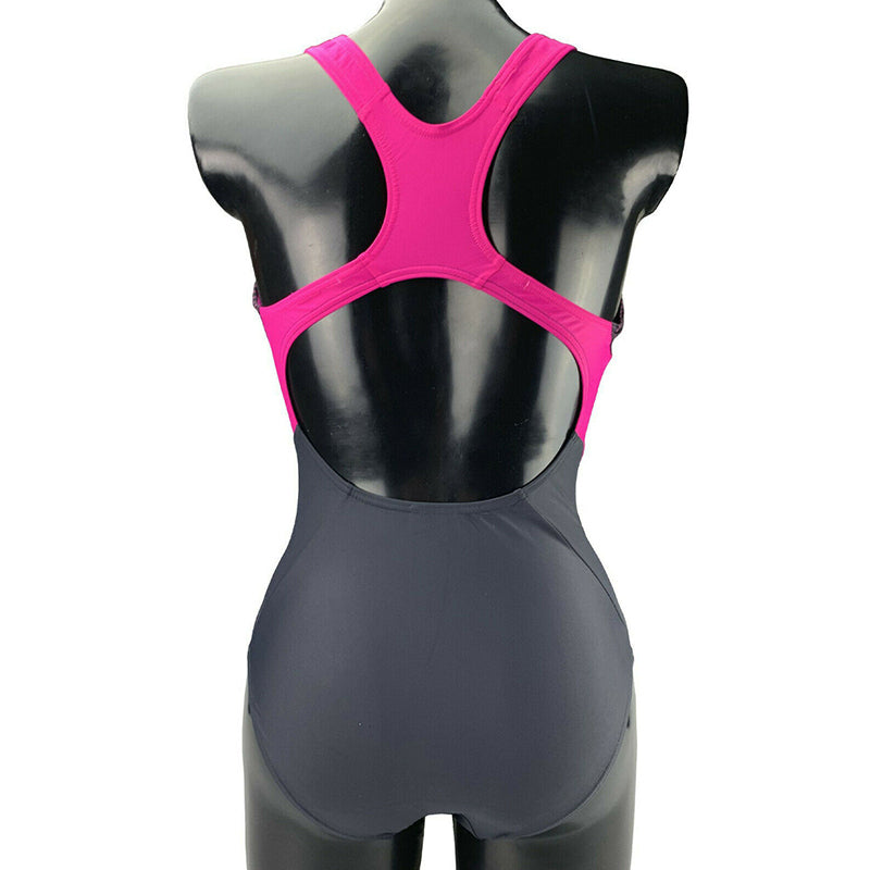 Speedo - Women's V-Neck Placement Medalist Swimsuit - Black/Pink