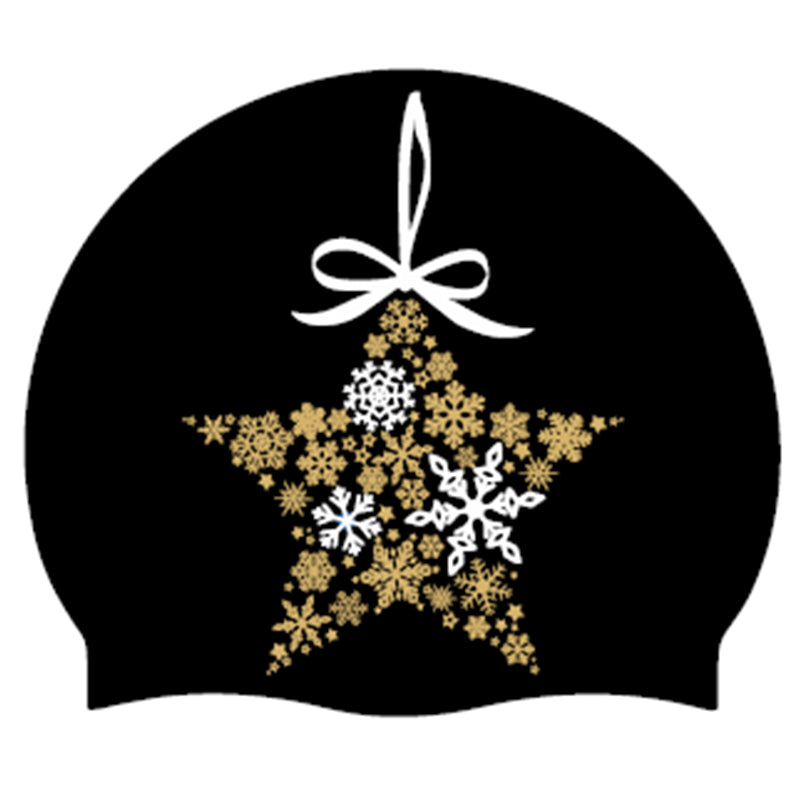 Star Christmas - Silicone Swim Hat (Black)