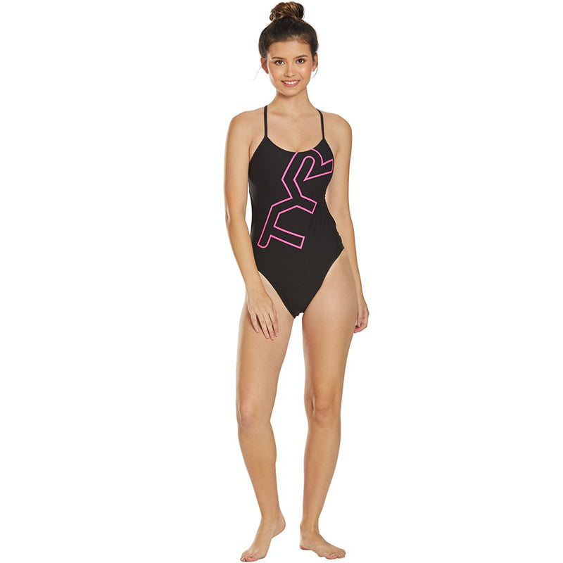 TYR - Big Logo Cutoutfit Ladies Swimsuit - Black/Pink