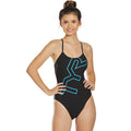 TYR - Big Logo Cutoutfit Ladies Swimsuit - Black/Turquoise