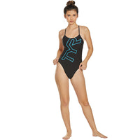 TYR - Big Logo Cutoutfit Ladies Swimsuit - Black/Turquoise