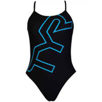 TYR - Big Logo Cutoutfit Ladies Swimsuit - Black/Turquoise
