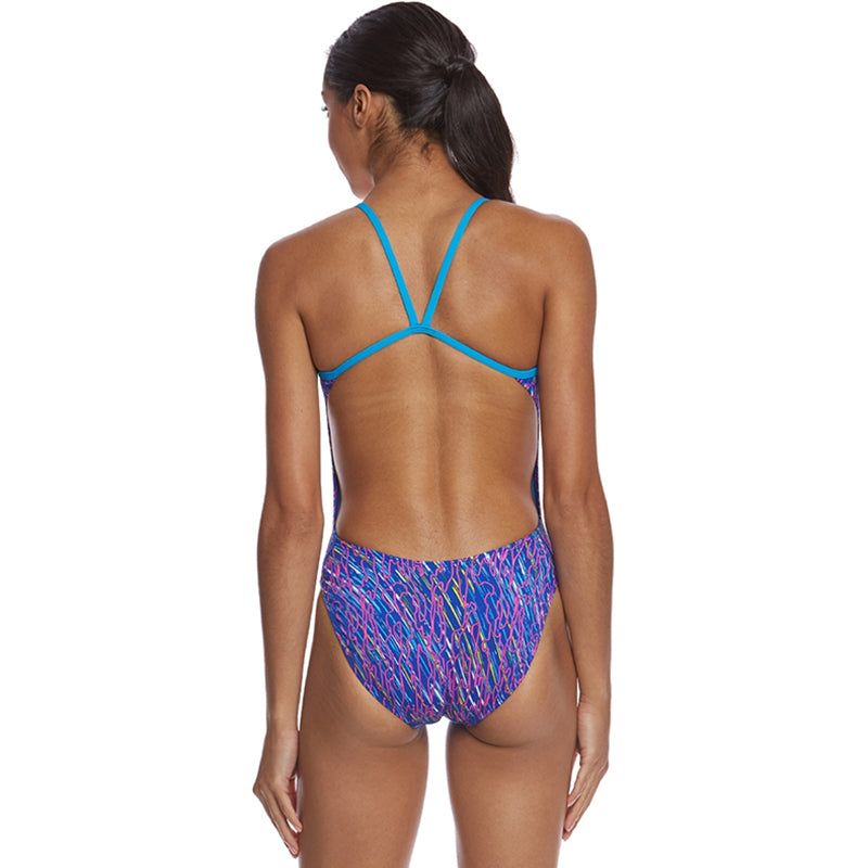 TYR - Electro Cutoutfit Girls Swimsuit - Navy/Multi