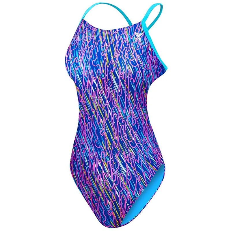 TYR - Electro Cutoutfit Girls Swimsuit - Navy/Multi