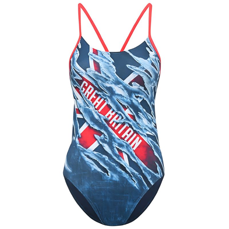 TYR - Great Britain Cutoutfit Ladies Swimsuit - Red/White/Blue