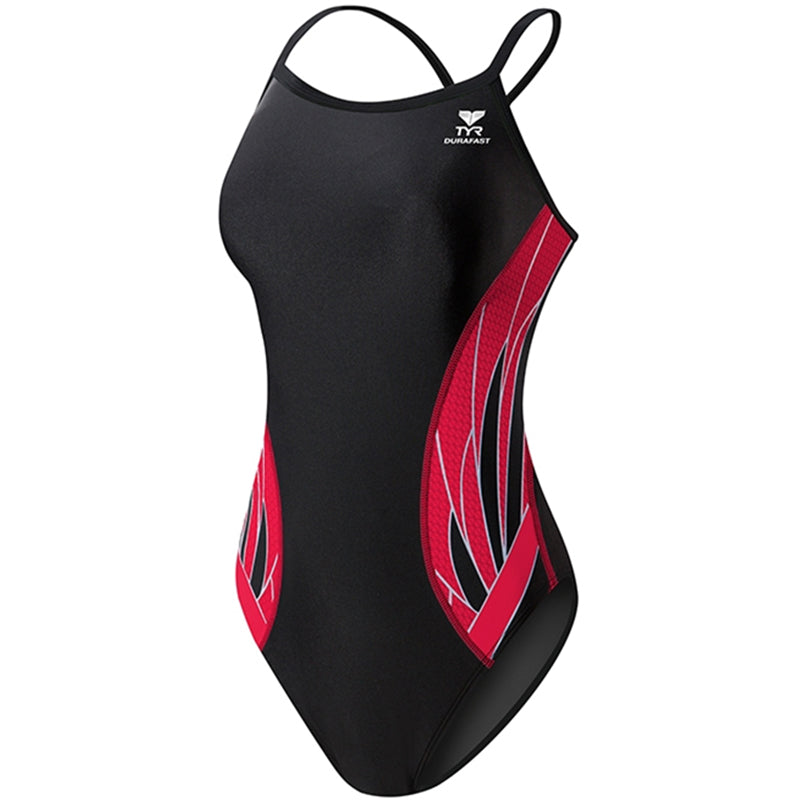 TYR - Phoenix Splice Diamondfit Ladies Swimsuit - Black/Red - Aqua Swim Supplies