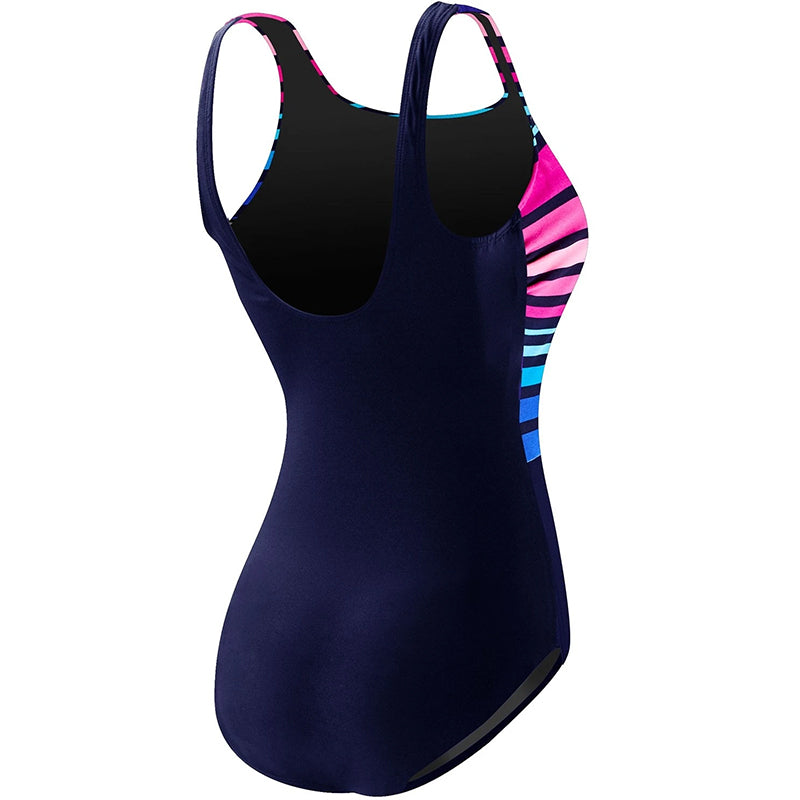 TYR - Ombre Stripe Aqua Control Fit Durafast One Swimsuit - Navy/Pink