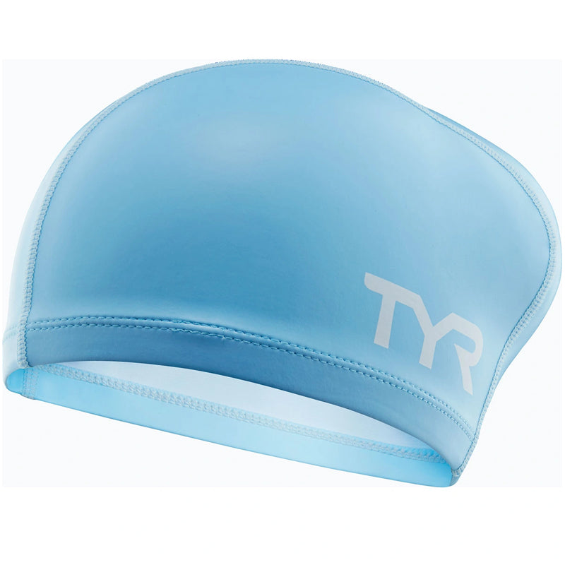 TYR - Silicone Comfort Long Hair Adult Swim Cap - Light Blue