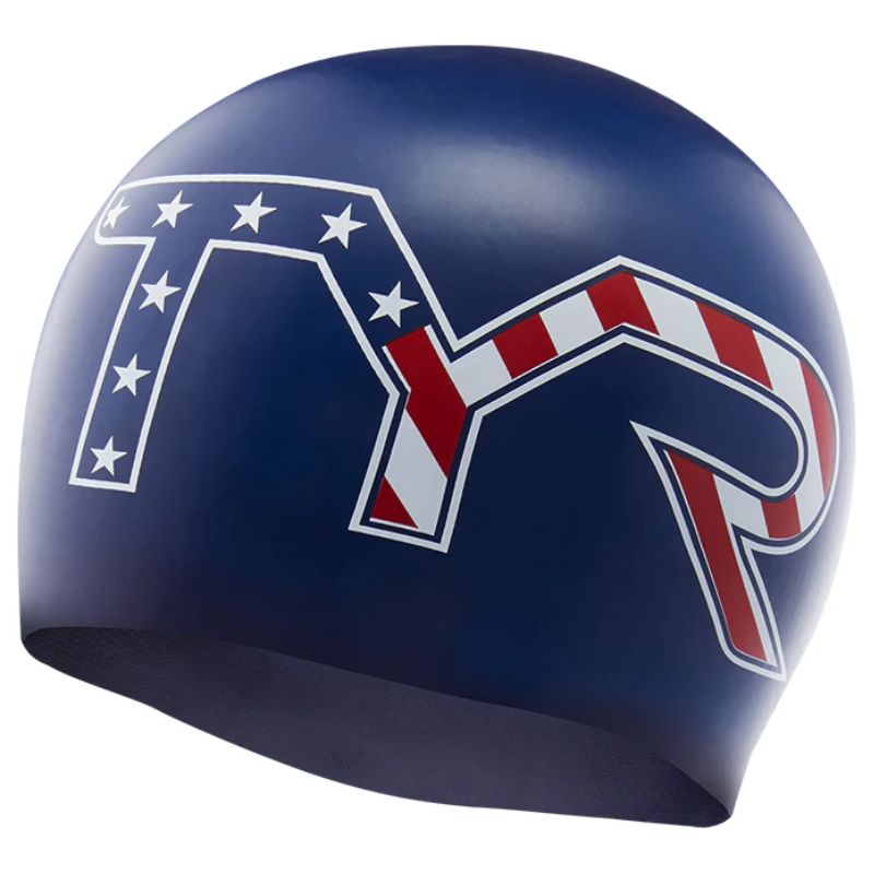 TYR - Stars and Stripes Silicone Adult Swim Cap - Navy