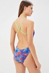 TYR - Canvas Cutoutfit Ladies Swimsuit - Red/Turquoise/Blue
