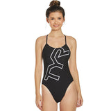 TYR - Big Logo Cutoutfit Ladies Swimsuit - Black/White