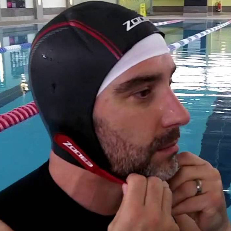 Zone3 - Neoprene Swim Cap - Black/Red