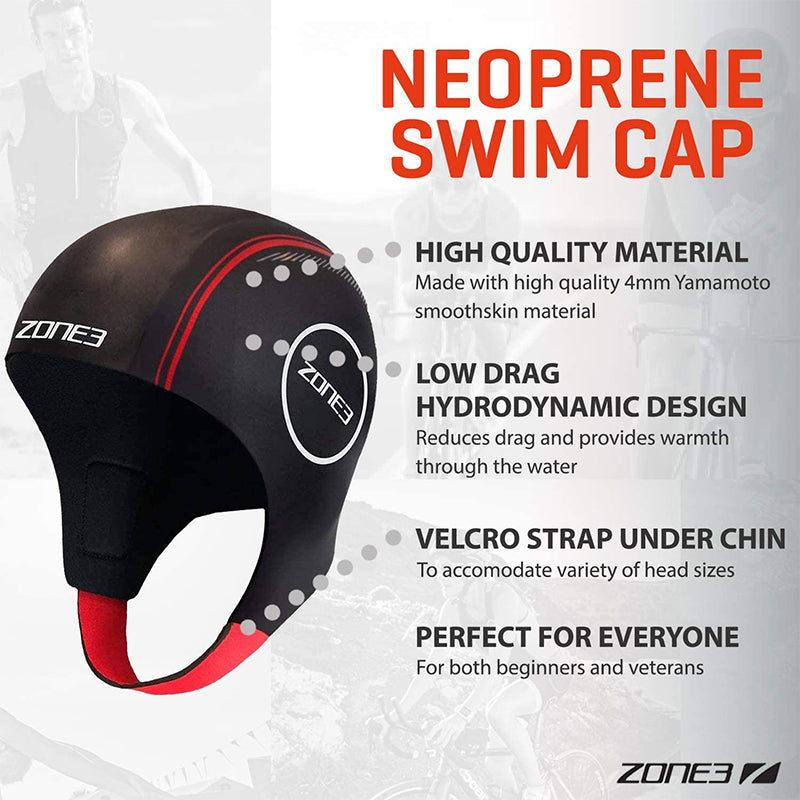 Zone3 - Neoprene Swim Cap - Black/Red