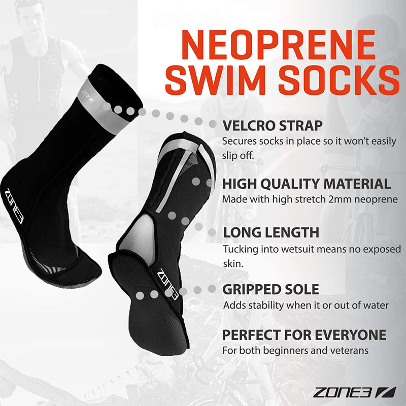 Zone3 - Neoprene Swim Socks - Black/Red