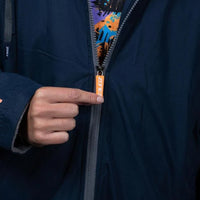 Zone3 - Polar Fleece Parka Robe Jacket - Navy/Grey/Orange