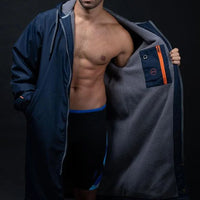 Zone3 - Polar Fleece Parka Robe Jacket - Navy/Grey/Orange