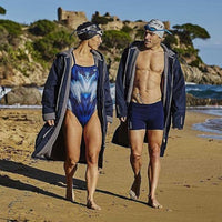 Zone3 - Polar Fleece Parka Robe Jacket - Navy/Grey/Orange